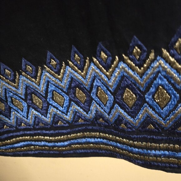 Calypso St. Barth Linen Embroidered V Neck Navy  Tunic Top Size S - Picture 7 of 9